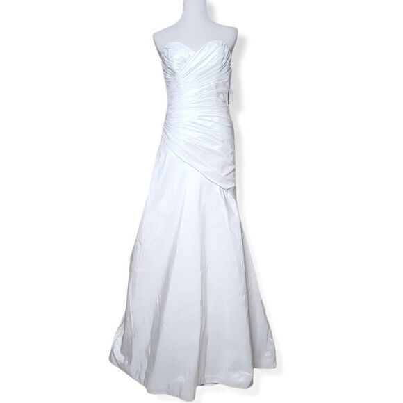 Cosmobella Sweetheart Pleated Strapless Wedding Dress White Size 2 - Picture 14 of 15